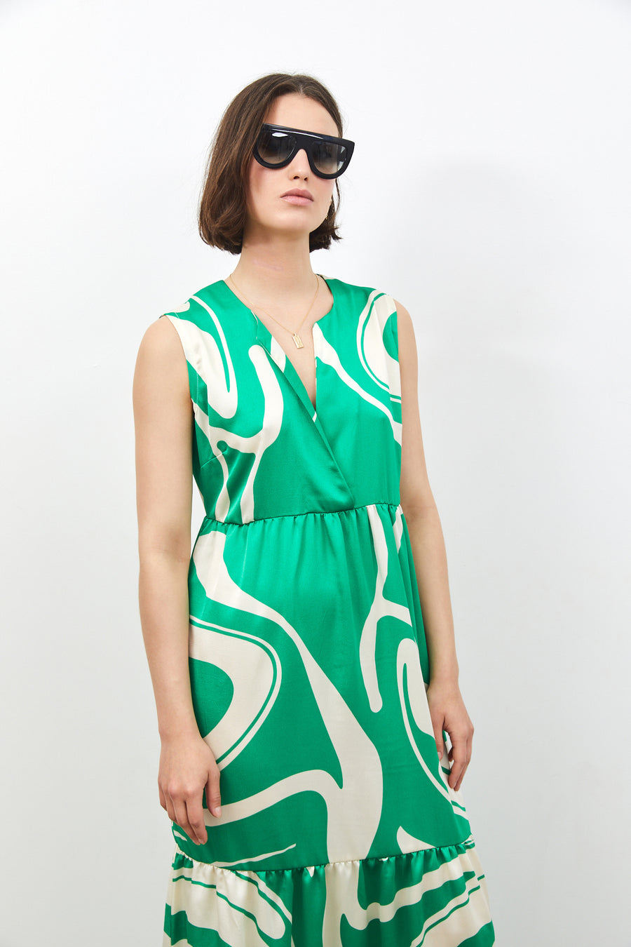 שמלת נגה דפוס ירוק