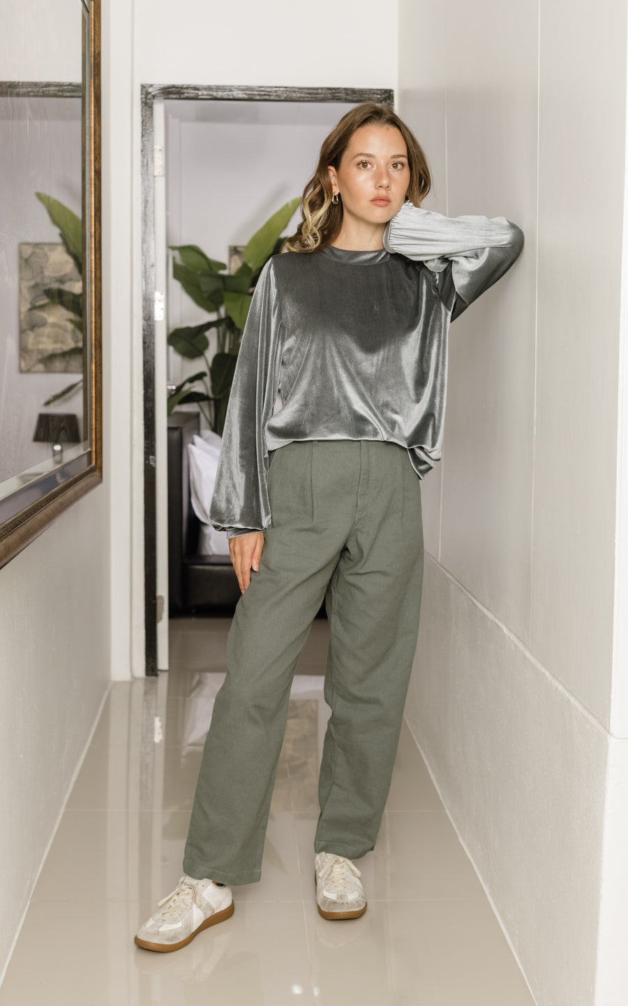 טופ קטיפה ירוק