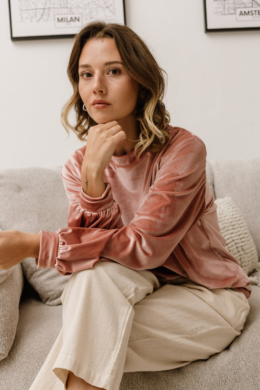 טופ קטיפה ורודה