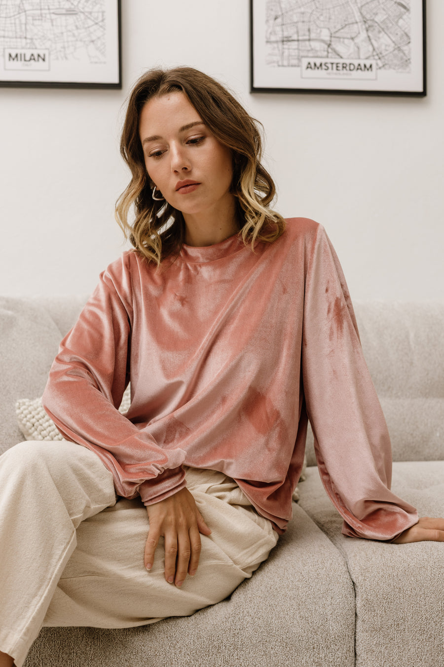 טופ קטיפה ורודה