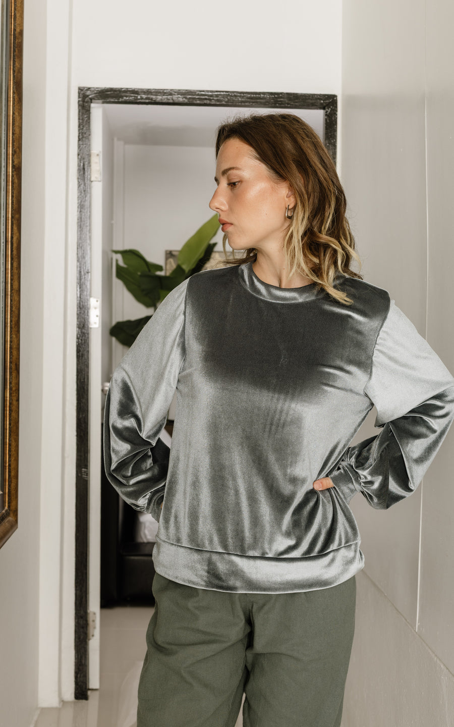 טופ קטיפה ירוק