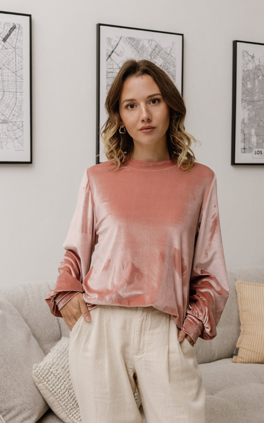 טופ קטיפה ורודה