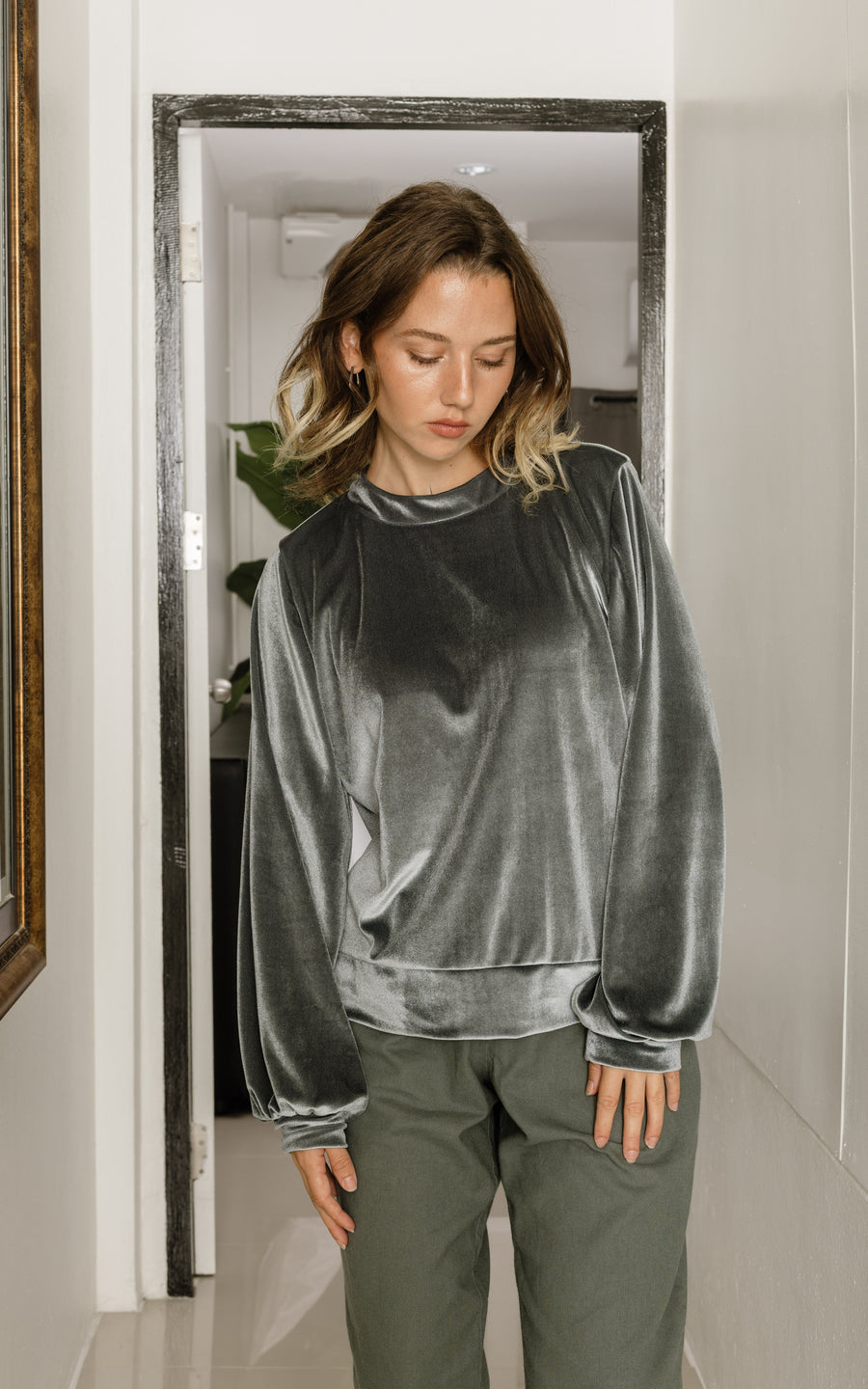 טופ קטיפה ירוק