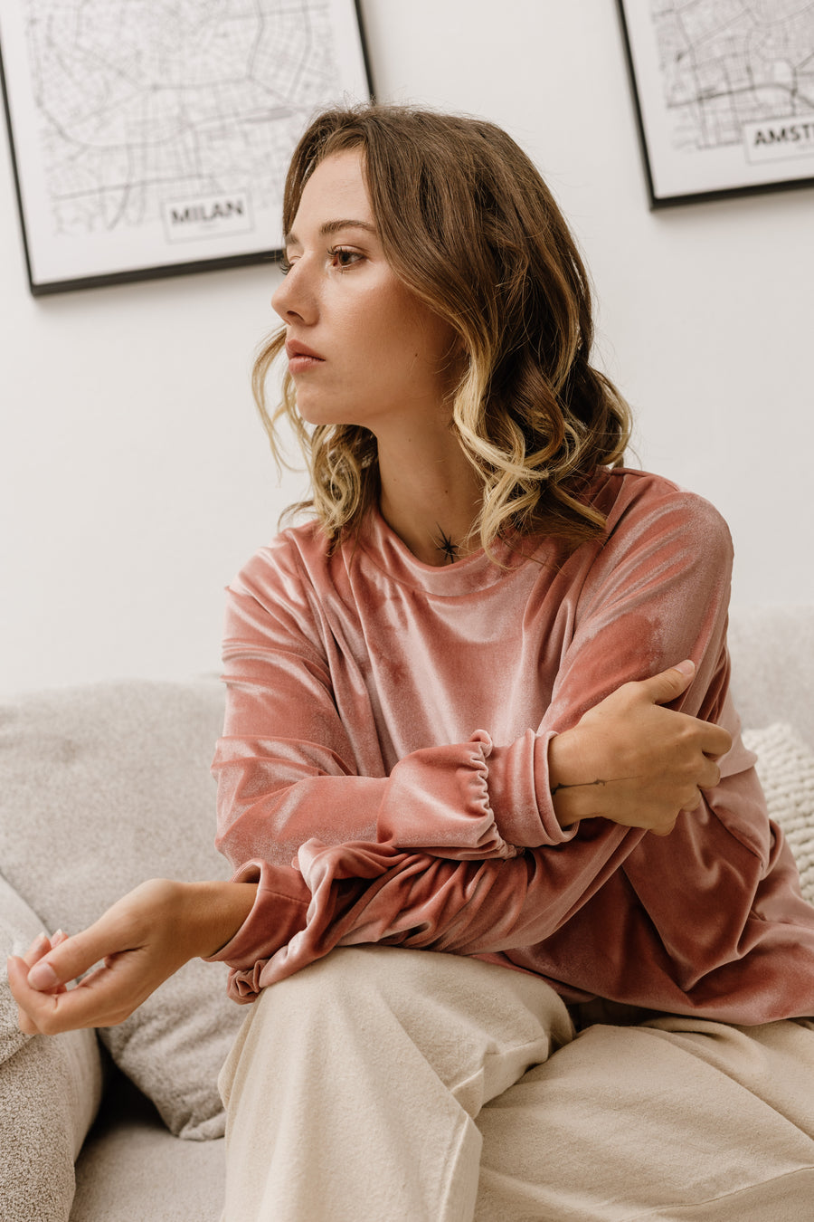 טופ קטיפה ורודה